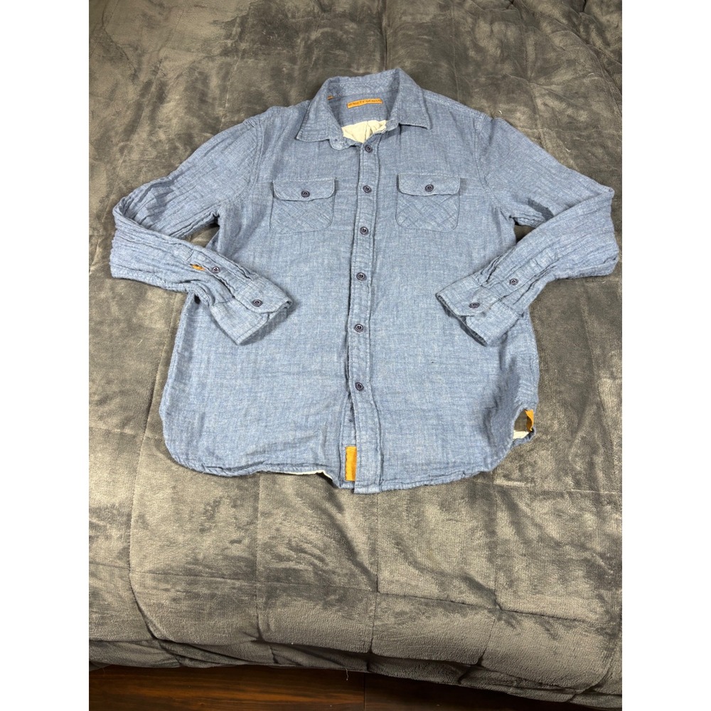 Nifty Genius Blue Textured Double Layer Button Down Shirt Mens Medium 5485